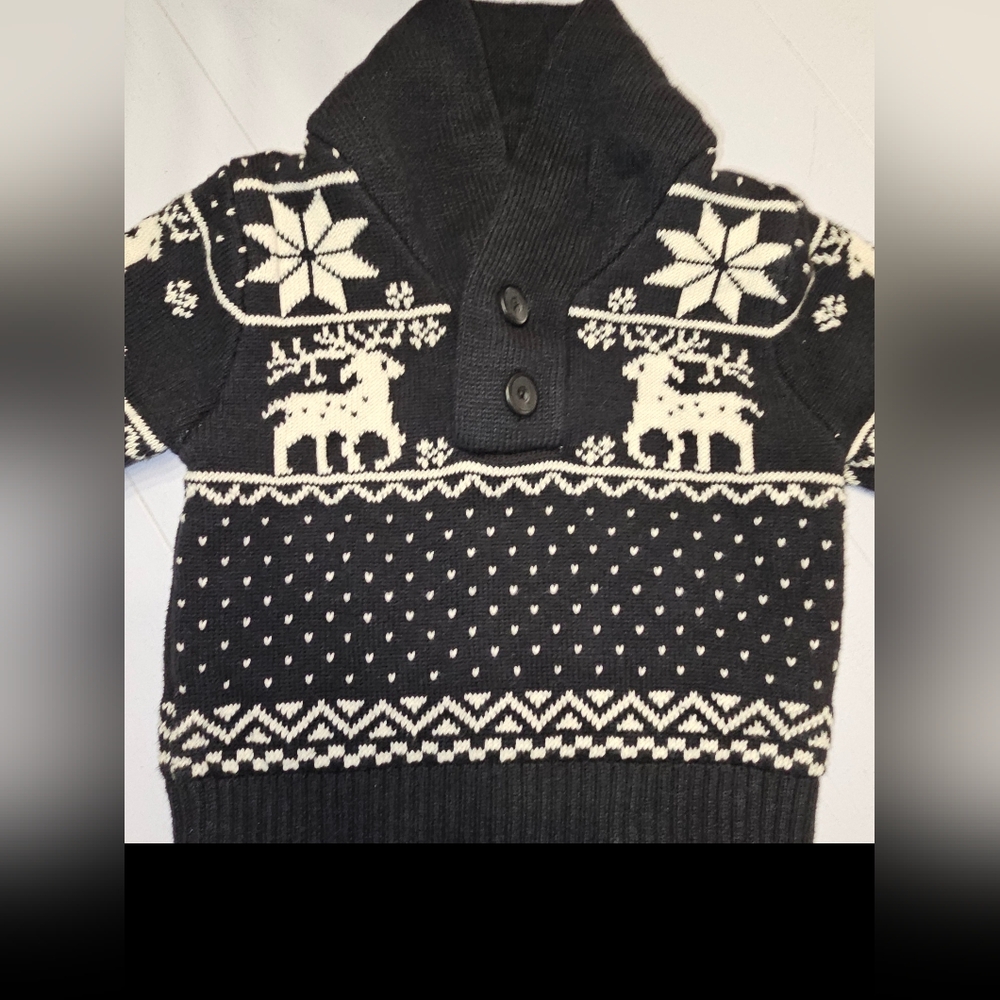 Peek...Little Peanut Sz 12-18 Months Black Sweater Pullover Reindeer - Picture 4 of 10